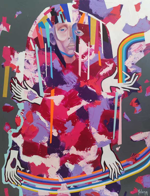 Pharaoh — acrylic, oil and ink pen on canvas by Yelena Revis