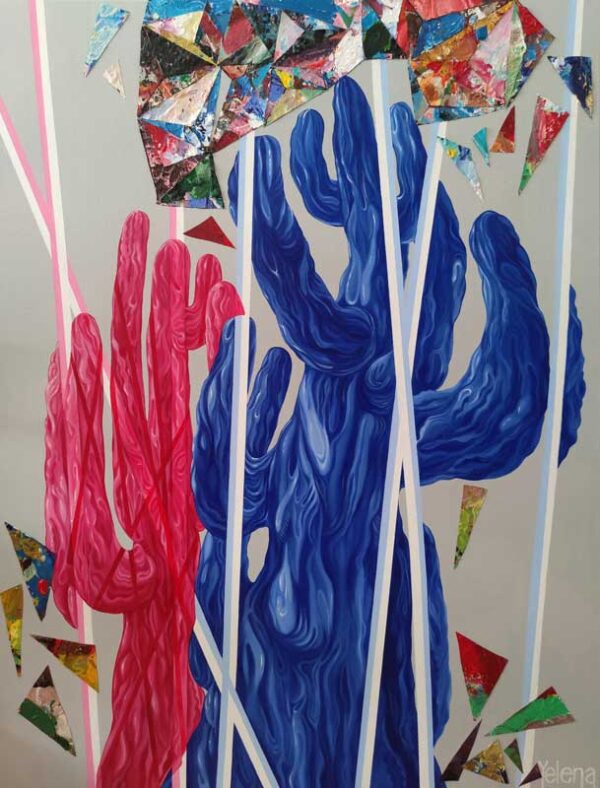 Saguaro Synthesis — acrylic and oil on canvas by Yelena Revis