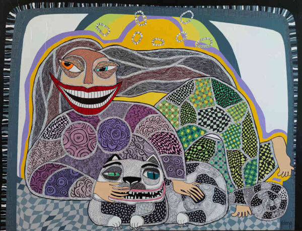 Sheherazade — acrylic and ink pen on canvas by Yelena Revis