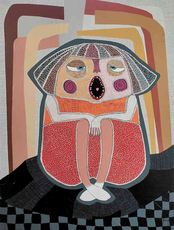 Solo — acrylic and ink pen on canvas by Yelena Revis