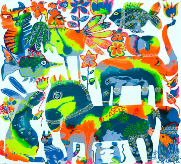 Spring zodiac — oil and acrylic on canvas by Yelena Revis