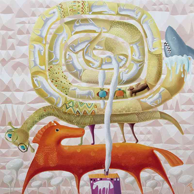 The Carousel Ride — oil on canvas by Yelena Revis