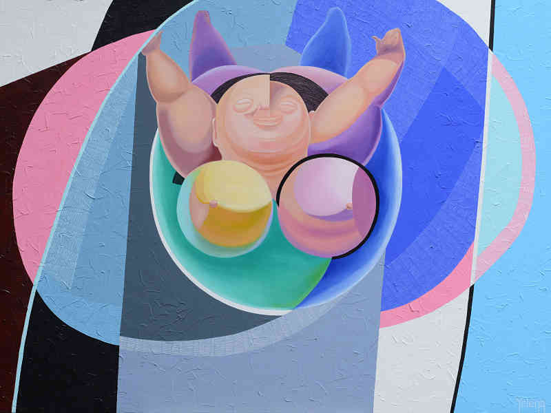 The sensation of weightlessness I — acrylic and oil on canvas by Yelena Revis