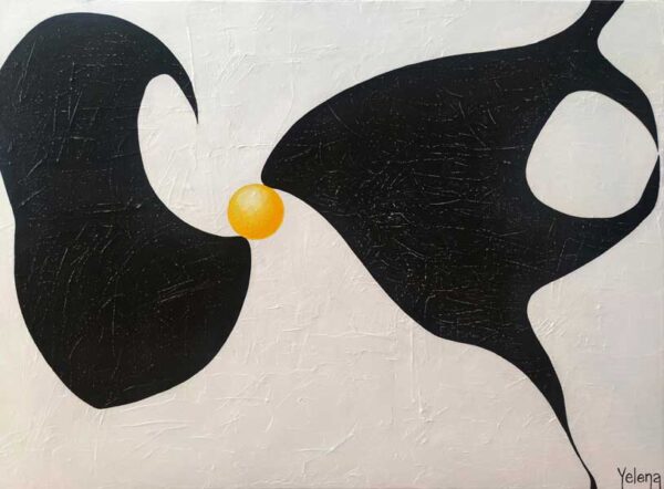 The Solitary Sun — acrylic and oil on canvas by Yelena Revis