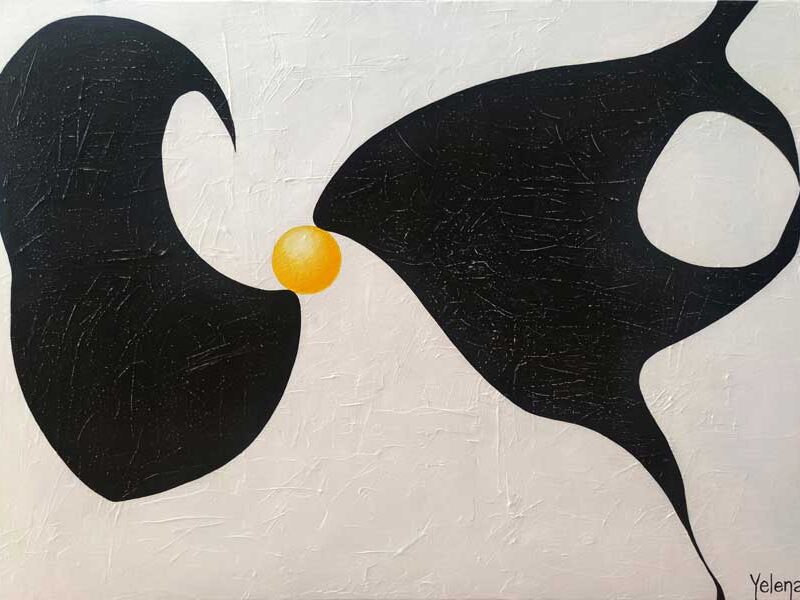 The Solitary Sun — acrylic and oil on canvas by Yelena Revis