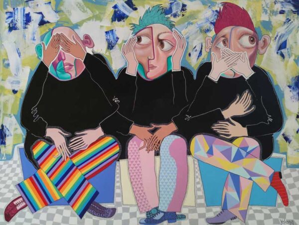 The wisdom — acrylic, oil and ink pen on canvas by Yelena Revis