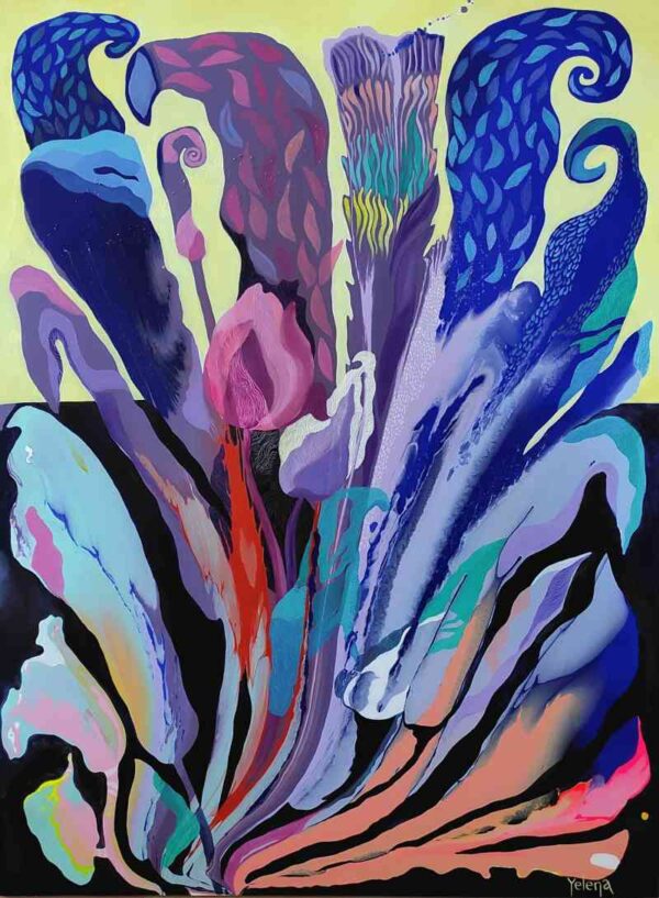 Tropical mood I — oil and acrylic on canvas by Yelena Revis