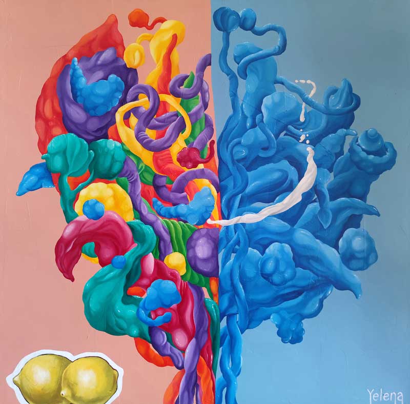 Vibrant Vitality — acrylic and oil on canvas by Yelena Revis