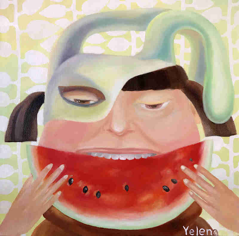 Watermelon girl — oil on canvas by Yelena Revis
