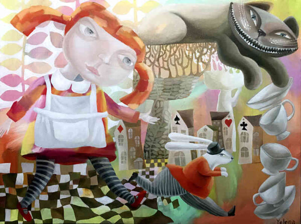 We are all mad here — oil on canvas by Yelena Revis