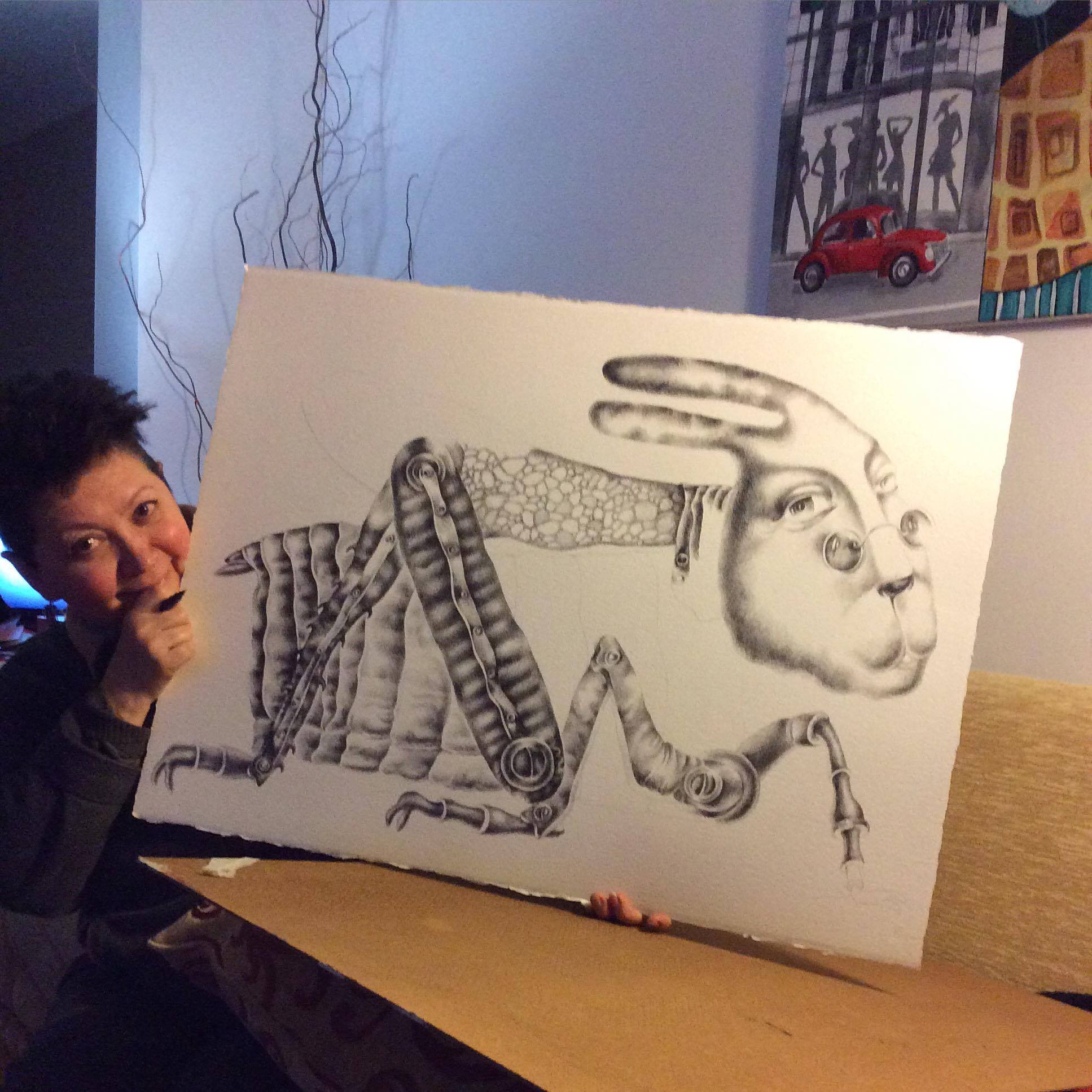 Yelena Revis painting in her Sydney studio