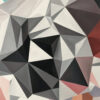 Central Facets & Monochromatic Core Macro — "Thunderstorm" Geometric Abstract Painting by Yelena Revis Detail of black, grey and white triangular facets among muted pink in Thunderstorm by Yelena Revis