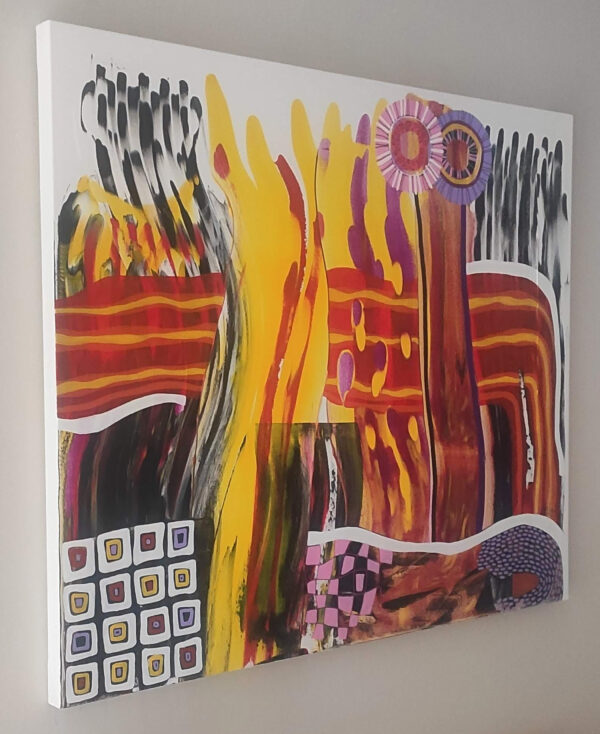 Side view of A Splash of Life by Yelena Revis showing clean canvas edges and rich paint texture