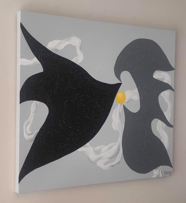 Side view of Aerial Dance by Yelena Revis showing clean painted edges and impasto texture