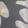 Detail of impasto texture on a dark bird silhouette with white ribbon curves in Aerial Dance by Yelena Revis