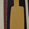Detail of an ochre-yellow bottle silhouette with dashed mosaic border in After the Weekend by Yelena Revis