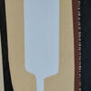 Detail of an inverted white bottle on beige with palette knife impasto in After the Weekend by Yelena Revis