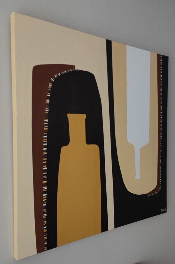 Side view of After the Weekend by Yelena Revis showing canvas depth and finished painted edges