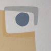 Detail of a slate blue orb inside a white geometric shape in Blue Fog by Yelena Revis