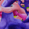 Detail of heavy impasto on intertwined violet and pastel pink loops in Chromatic Paradox by Yelena Revis