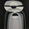 Title: Contrasts III — Original Monochromatic Abstract Painting by Yelena Revis Contrasts III by Yelena Revis: stacked grey, off-white and black arch and dome shapes on a black ground