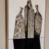 Curved Shadows framed painting by Yelena Revis side view showing natural oak floating frame and canvas profile.