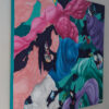 Side view of Dance of Blues by Yelena Revis showing finished teal gallery-wrapped edges