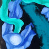 Fluid Cobalt Tendrils — "Deep Sea Extravaganza" Abstract Painting by Yelena Revis Detail of textured cobalt blue and teal fluid ribbons in Deep Sea Extravaganza by Yelena Revis