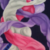 Detail of shading on intertwined lavender, pink and white ribbons in Embrace by Yelena Revis