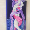Side view of Embrace by Yelena Revis showing deep blue gallery-wrapped edges