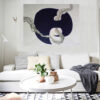 In-Situ Living Room Display — "Ethereal Glide" Abstract Painting by Yelena Revis Ethereal Glide textured abstract painting by Yelena Revis above a white sofa in a living room