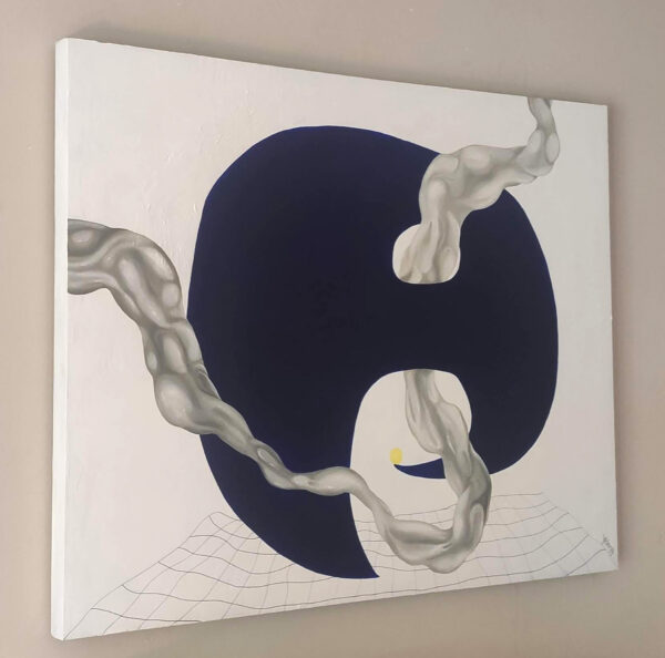 Angled Side Profile View — "Ethereal Glide" Abstract Painting by Yelena Revis Side view of Ethereal Glide by Yelena Revis showing clean white gallery-wrapped edges
