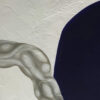 Left Ribbon Flow & Textured Surface Detail — "Ethereal Glide" Abstract Painting by Yelena Revis Detail of a silver ribbon over heavy plaster texture and navy in Ethereal Glide by Yelena Revis