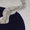 Upper Detail & Texture Macro — "Ethereal Glide" Abstract Painting by Yelena Revis Detail of plaster texture and a silver ribbon over a dark navy shape in Ethereal Glide by Yelena Revis