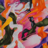 Yelena Revis signature on Euphoric Whirlwind beside textured orange and purple swirls, second view