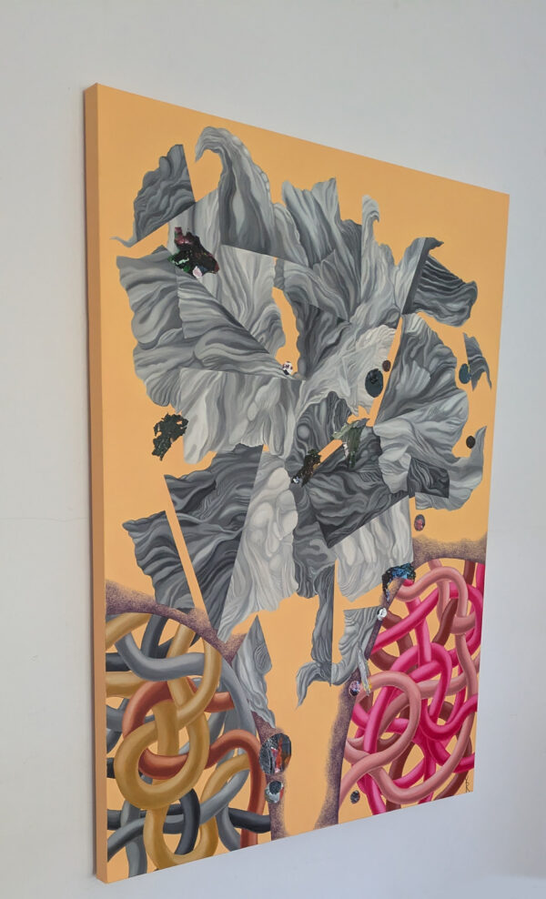Fractured Monolith Side Profile View – Canvas Painting by Yelena Revis Side view of Fractured Monolith by Yelena Revis showing canvas depth and painted edges