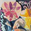 Fresh Abundance Flower Detail — Painting by Yelena Revis Fresh Abundance painting detail by Yelena Revis showcasing pink blossom, bubble patterns, and organic linework.