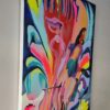 Garden of Eden I abstract painting by Yelena Revis side view showing stretched canvas profile and finished edges.
