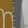 Highrises Artist Signature Detail – Abstract Painting by Yelena Revis Yelena Revis signature and stitched border details on Highrises