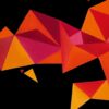 Detail of crimson, magenta and orange low-poly triangles in Kaleidoscopic II by Yelena Revis