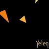 Yelena Revis signature in the lower right of Kaleidoscopic II, beside orange triangular fragments on black