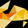 Detail of yellow and gold low-poly triangles in Kaleidoscopic II by Yelena Revis