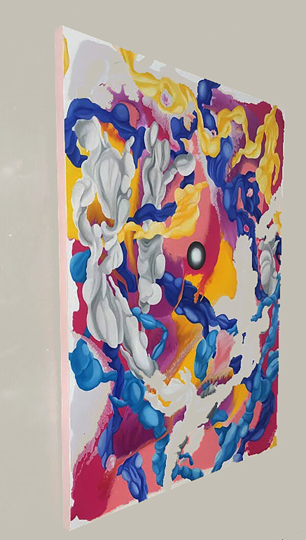Neural Connections Side Profile View – Canvas Painting by Yelena Revis Side view of Neural Connections by Yelena Revis showing soft pink painted edges and canvas depth