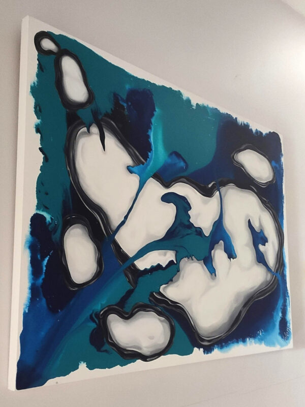 Side view of New Beginning by Yelena Revis showing clean white gallery-wrapped edges