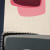 Pink Reflection original abstract painting by Yelena Revis with burgundy pink shapes and stitched fringe detail.
