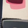 Pink Reflection abstract painting by Yelena Revis with burgundy and pink forms over off-white and a charcoal grey base