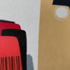 Silent Expanse abstract painting by Yelena Revis featuring ochre, red, and black architectural forms with moon motif.