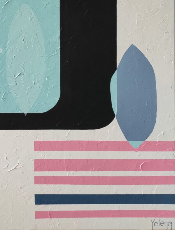 Yelena Revis light grey signature beside pink and navy stripes in Summer Breeze