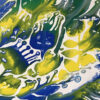 Summer Time painting detail by Yelena Revis showing vibrant blue, green, and yellow botanical patterns.