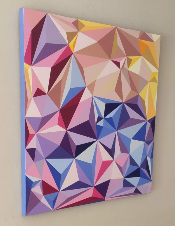 Side view of Sun Glare by the Sea by Yelena Revis showing periwinkle blue painted edges
